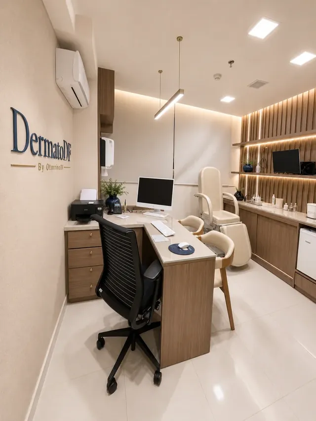 Consultório da DermatoDF, equipado e acolhedor
